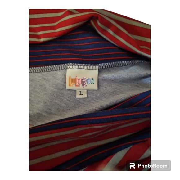 Lularoe Maxi skirt; navy, red, gray; large - Picture 4 of 5